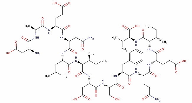 L-alpha-天冬氨酰-L-丙氨酰-L-alpha-谷氨酰-L-天冬氨酰胺酰-L-亮氨酰-L-異亮氨酰-L-alpha-天冬氨酰-L-絲氨酰-L-苯丙氨酰-L-谷氨酰胺酰-L-alpha-谷氨酰-L-異亮氨酰-L-纈氨酸結構式_100111-07-7結構式