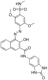 n-(2,3-二氫-2-氧代-1H-苯并咪唑-5-基)-4-[[2,5-二甲氧基-4-[(甲基氨基)磺?；鵠苯基]氮雜]-3-羥基-2-萘羧酰胺結(jié)構(gòu)式_12225-08-0結(jié)構(gòu)式