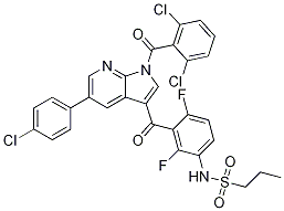 N-[3-[[5-(4-氯苯基)-1-(2,6-二氯苯甲酰基)-1H-吡咯并[2,3-b]吡啶-3-基]羰基]-2,4-二氟苯基]-1-丙烷磺酰胺結(jié)構(gòu)式_1262985-23-8結(jié)構(gòu)式