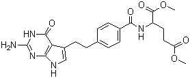 N-[4-[2-(2-氨基-4,7-二氫-4-氧代-3H-吡咯并[2,3-d]嘧啶-5-基)乙基]苯甲?；鵠-L-谷氨酸 1,5-二甲酯結(jié)構(gòu)式_155405-81-5結(jié)構(gòu)式