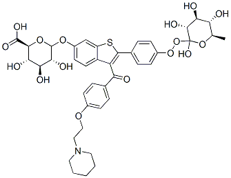 2-{4-[(5xi)-beta-L-來(lái)蘇-吡喃己酮糖基氧基]苯基}-3-{4-[2-(1-哌啶基)乙氧基]苯甲?；鶀-1-苯并噻吩-6-基(5xi)-beta-D-來(lái)蘇-吡喃己酮糖苷酸結(jié)構(gòu)式_182507-20-6結(jié)構(gòu)式