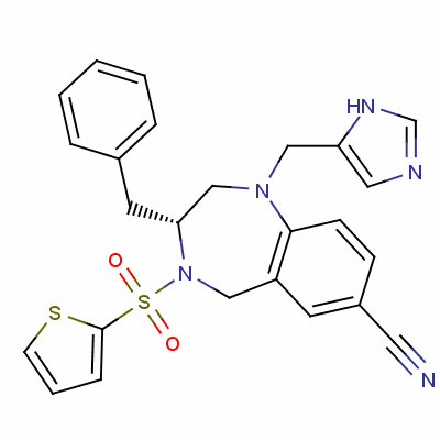 1-((1H-咪唑-4-基)甲基)-3-芐基-4-(噻吩-2-基磺?；?-2,3,4,5-四氫-1H-苯并[e][1,4]二氮雜卓-7-甲腈結構式_195987-41-8結構式