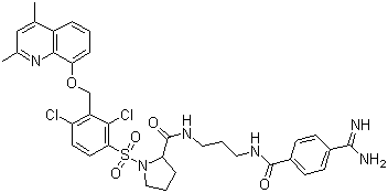 (2S)-N-(3-(4-甲脒基苯甲酰胺基)丙基)-1-(2,4-二氯-3-((2,4-二甲基-8-喹啉基氧基)甲基)苯磺?；?吡咯烷-2-甲酰胺結(jié)構(gòu)式_209733-45-9結(jié)構(gòu)式