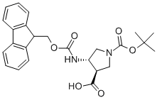 (3R,4s)-1-boc-4-Fmoc-氨基-3-吡咯烷羧酸結(jié)構(gòu)式_267230-44-4結(jié)構(gòu)式