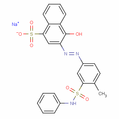 4-羥基-3-[[4-甲基-3-[(苯基氨基)磺?；鵠苯基]氮雜]-1-萘磺酸鈉結(jié)構(gòu)式_3058-98-8結(jié)構(gòu)式