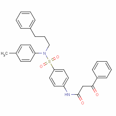 3-氧代-3-苯基-n-[4-[n-(3-苯基丙基)-n-(對(duì)甲苯)氨磺?；鵠苯基]丙酰胺結(jié)構(gòu)式_38219-91-9結(jié)構(gòu)式