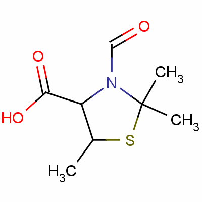3-甲酰基-2,2,5-三甲基-噻唑烷-4-羧酸結(jié)構(gòu)式_43083-60-9結(jié)構(gòu)式