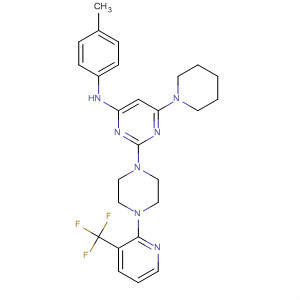 N-(4-甲基苯基)-6-(1-哌啶基)-2-{4-[3-(三氟甲基)-2-吡啶]-1-哌嗪}-4-嘧啶胺結(jié)構(gòu)式_445452-88-0結(jié)構(gòu)式
