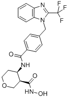 (3r,4r)-四氫-n-羥基-4-[[4-[[2-(三氟甲基)-1H-苯并咪唑-1-基]甲基]苯甲?；鵠氨基]-2H-吡喃-3-羧酰胺結(jié)構(gòu)式_503166-51-6結(jié)構(gòu)式
