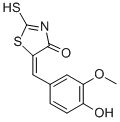(5E)-5-(4-羥基-3-甲氧基亞芐基)-2-疏基-1,3-噻唑-4(5H)-酮結(jié)構(gòu)式_5447-37-0結(jié)構(gòu)式