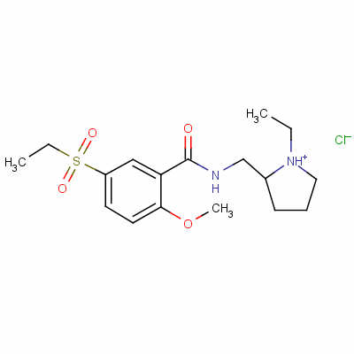 N-[(1-乙基-2-吡咯烷)甲基]-5-(乙基磺?；?-2-甲氧基苯甲酰胺鹽酸鹽結(jié)構(gòu)式_55619-22-2結(jié)構(gòu)式