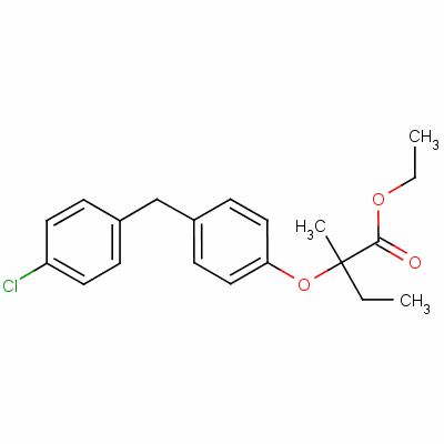 2-(4-(4-氯芐基)苯氧基)-2-甲基丁酸乙酯結(jié)構(gòu)式_55937-99-0結(jié)構(gòu)式