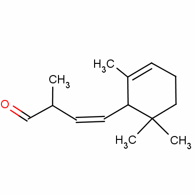 2-甲基-4-(2,6,6-三甲基-2-環(huán)己烯-1-基)-3-丁醛結(jié)構(gòu)式_58102-02-6結(jié)構(gòu)式