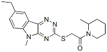 (9ci)-1-[[(8-乙基-5-甲基-5H-1,2,4-噻嗪并[5,6-b]吲哚-3-基)硫代]乙?；鵠-2-甲基-哌啶結(jié)構(gòu)式_603946-75-4結(jié)構(gòu)式