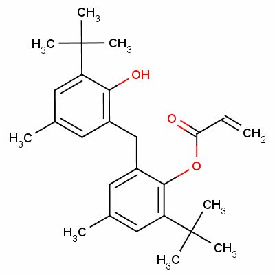 2-(2-Hydroxy-3-tert-butyl-5-methylbenzyl)-4-methyl-6-tert-butylphenyl acrylateStructure,61167-58-6Structure 2-(2-Hydroxy-3-tert-butyl-5-methylbenzyl)-4-methyl-6-tert-butylphenyl acrylate Structure,61167-58-6Structure