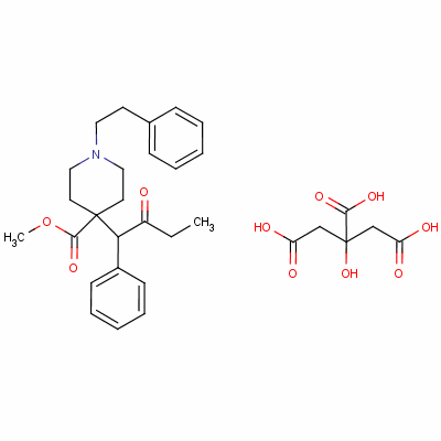 4-(甲氧羰基)-1-苯乙基-4-(N-苯基丙酰氨基)哌啶鎓檸檬酸二氫鹽結(jié)構(gòu)式_61380-27-6結(jié)構(gòu)式