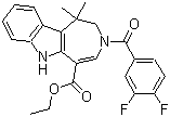 3-(3,4-二氟苯甲?；?-1,2,3,6-四氫-1,1-二甲基-氮雜革[4,5-b]吲哚-5-羧酸乙酯結(jié)構(gòu)式_629662-23-3結(jié)構(gòu)式