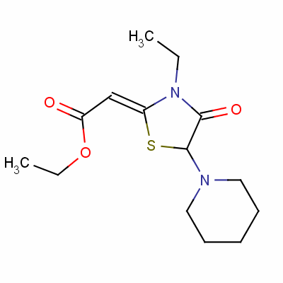 (z)-(3-乙基-4-氧代-5-哌啶-1-基噻唑啉-2-基)乙酸乙酯結(jié)構(gòu)式_63250-48-6結(jié)構(gòu)式