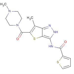 N-[6-甲基-5-[(4-甲基-1-哌嗪)羰基]-1H-噻吩并[3,2-c]吡唑-3-基]-2-噻吩羧酰胺結(jié)構(gòu)式_648412-35-5結(jié)構(gòu)式