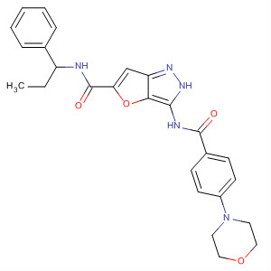 3-[[4-(4-嗎啉)苯甲?；鵠氨基]-n-(1-苯基丙基)-1H-呋喃并[3,2-c]吡唑-5-羧酰胺結(jié)構(gòu)式_648412-44-6結(jié)構(gòu)式