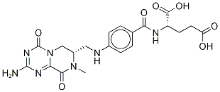 N-[4-[[(2-氨基-6,7,8,9-四氫-8-甲基-4,9-二氧代-4H-吡嗪并[1,2-a]-1,3,5-噻嗪-7-基)甲基]氨基]苯甲?；鵠-L-谷氨酸結(jié)構(gòu)式_79573-48-1結(jié)構(gòu)式