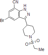5-溴-3-1-(乙基磺酰基)-4-哌啶基-1H-吲唑-7-甲腈結(jié)構(gòu)式_872350-26-0結(jié)構(gòu)式