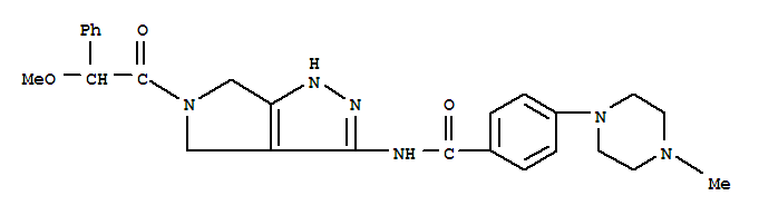 4-(4-甲基-1-哌嗪)-n-[1,4,5,6-四氫-5-(2-甲氧基-2-苯基乙?；?吡咯并[3,4-c]吡唑-3-基]苯甲酰胺結(jié)構(gòu)式_1044136-93-7結(jié)構(gòu)式