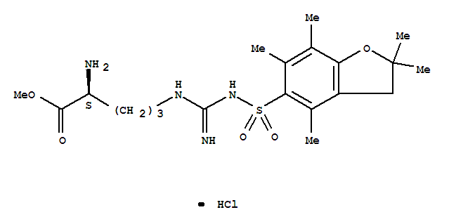 甲基N<sup>5</sup>-{N-[(2,2,4,6,7-五甲基-2,3-二氫-1-苯并呋喃-5-基)磺?；鵠甲脒基}-L-鳥氨酰i噻吩基n酸酯鹽酸鹽(1:1)結(jié)構(gòu)式_257288-19-0結(jié)構(gòu)式