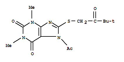 7-乙?；?8-[(3,3-二甲基-2-氧代丁基)硫代]-3,7-二氫-1,3-二甲基-1H-嘌呤-2,6-二酮結(jié)構(gòu)式_298193-00-7結(jié)構(gòu)式