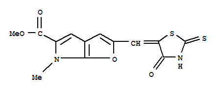 6-甲基-2-[(4-氧代-2-硫氧代-5-噻唑啉基)甲基]-6H-呋喃并[2,3-B]吡咯-5-羧酸甲酯結(jié)構(gòu)式_315665-37-3結(jié)構(gòu)式