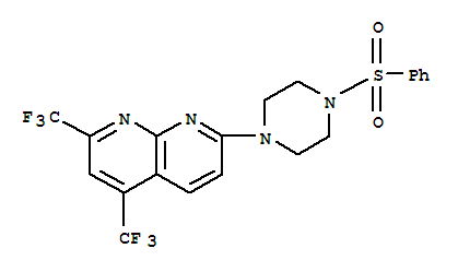 (9Ci)-1-[5,7-雙(三氟甲基)-1,8-萘啶-2-基]-4-(苯基磺酰基)-哌嗪結(jié)構(gòu)式_320417-87-6結(jié)構(gòu)式