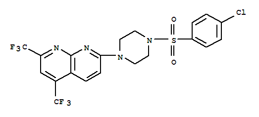 (9Ci)-1-[5,7-雙(三氟甲基)-1,8-萘啶-2-基]-4-[(4-氯苯基)磺?；鵠-哌嗪結(jié)構(gòu)式_320417-95-6結(jié)構(gòu)式