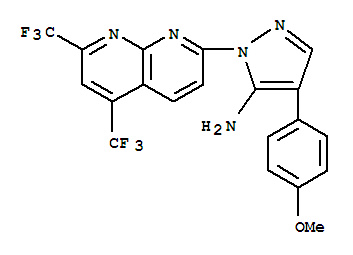 (9Ci)-1-[5,7-雙(三氟甲基)-1,8-萘啶-2-基]-4-(4-甲氧基苯基)-1H-吡唑-5-胺結構式_321522-21-8結構式