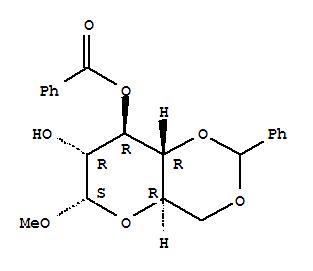 甲基-3-O-苯甲酰基-4,6-O-亞芐基-Alpha-D-吡喃葡萄糖苷結(jié)構(gòu)式_33535-04-5結(jié)構(gòu)式