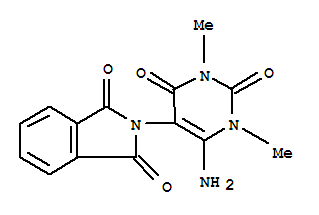 2-(6-氨基-1,2,3,4-四氫-1,3-二甲基-2,4-二氧代-5-嘧啶)-1H-異吲哚-1,3(2H)-二酮結(jié)構(gòu)式_34576-18-6結(jié)構(gòu)式