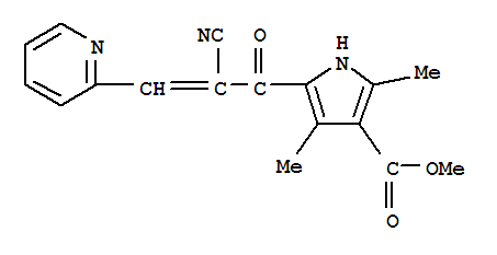 (9Ci)-5-[2-氰基-1-氧代-3-(2-吡啶)-2-丙烯基]-2,4-二甲基-1H-吡咯-3-羧酸甲酯結(jié)構(gòu)式_379256-10-7結(jié)構(gòu)式