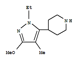 (9CI)-4-(1-乙基-3-甲氧基-4-甲基-1H-吡唑-5-基)-哌啶結(jié)構(gòu)式_419571-72-5結(jié)構(gòu)式