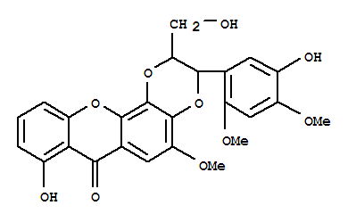 (2S)-2,3-二氫-8-羥基-3α-(5-羥基-2,4-二甲氧基苯基)-2β-(羥基甲基)-5-甲氧基-7h-1,4-二噁英并[2,3-c]氧雜蒽-7-酮結構式_64280-47-3結構式