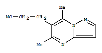 (9CI)-5,7-二甲基-吡唑并[1,5-a]嘧啶-6-丙腈結(jié)構(gòu)式_828299-06-5結(jié)構(gòu)式