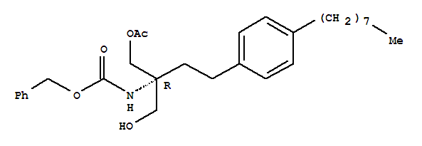 [(1R)-1-[(乙?；趸?甲基]-1-(羥基甲基)-3-(4-辛基苯基)丙基] -氨基甲酸苯基甲酯結(jié)構(gòu)式_836608-90-3結(jié)構(gòu)式