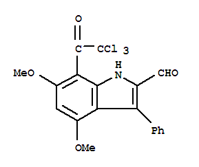 (9ci)-4,6-二甲氧基-3-苯基-7-(三氯乙?；?-1H-吲哚-2-羧醛結(jié)構(gòu)式_869960-14-5結(jié)構(gòu)式