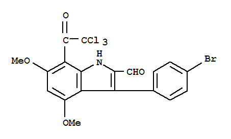 (9ci)-3-(4-溴苯基)-4,6-二甲氧基-7-(三氯乙?；?-1H-吲哚-2-羧醛結(jié)構(gòu)式_869960-15-6結(jié)構(gòu)式