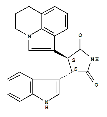 (3S,4S)-3-(5,6-二氫-4H-吡咯并[3,2,1-ij]喹啉)-4-(1H-吲哚)-2,5-吡咯烷二酮結構式_905854-03-7結構式