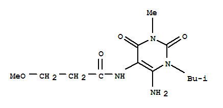  n-[6-氨基-1,2,3,4-四氫-3-甲基-1-(2-甲基丙基)-2,4-二氧代-5-嘧啶]-3-甲氧基-丙酰胺結(jié)構式_90749-74-9結(jié)構式
