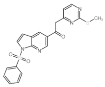 2-[2-(甲基硫代)嘧啶-4-基]-1-[1-(苯基磺?；?-1H-吡咯并[2,3-b]吡啶-5-基]乙酮結(jié)構式_1111638-52-8結(jié)構式