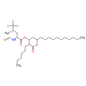 N-甲?；?l-亮氨酸  (3s,4s,6s)-3-己基四氫-2-氧代-6-十一基-2H-吡喃-4-基酯結(jié)構(gòu)式_130676-65-2結(jié)構(gòu)式
