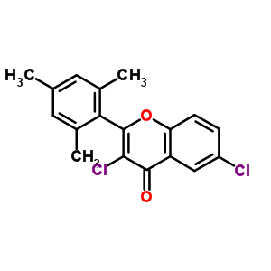 3,6-二氯-2-(2,4,6-三甲基苯基)-4H-1-苯并吡喃-4-酮結(jié)構(gòu)式_13179-05-0結(jié)構(gòu)式