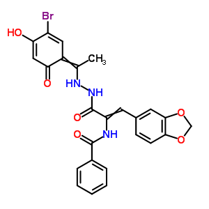 N-[2-苯并[1,3]二氧代-5-基-1-[[1-(3-溴-4-羥基-6-氧代-1-環(huán)己二烯-2,4-基)乙基氨基]氨基甲酰]乙烯]苯甲酰胺結(jié)構式_17178-87-9結(jié)構式