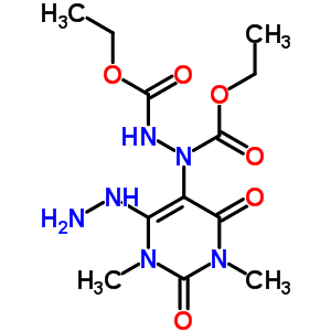 n-(乙氧基羰基氨基)-n-(4-肼基-1,3-二甲基-2,6-二氧代-嘧啶-5-基)氨基甲酸乙酯結構式_18969-82-9結構式
