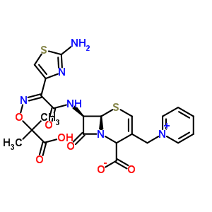 7-{[(2Z)-2-(2-氨基-1,3-噻唑-4-基)-2-{[(2-羧基-2-丙基)氧基]亞氨基}乙?；鵠氨基}-8-氧代-3-(1-吡啶鎓基甲基)-5-硫雜-1-氮雜雙環(huán)[4.2.0]辛-3-烯-2-羧酸酯結(jié)構(gòu)式_217796-42-4結(jié)構(gòu)式